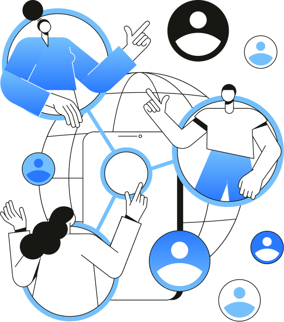 Image of integration of people in a unique web