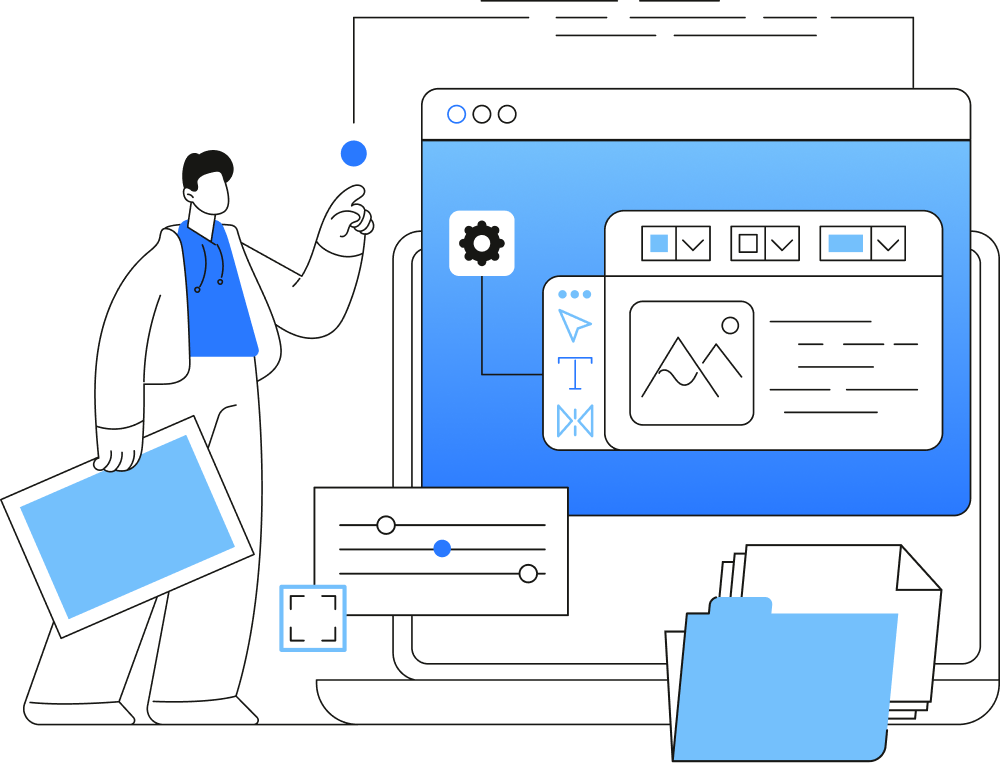 Desarrollo image - guy pointing to a screen